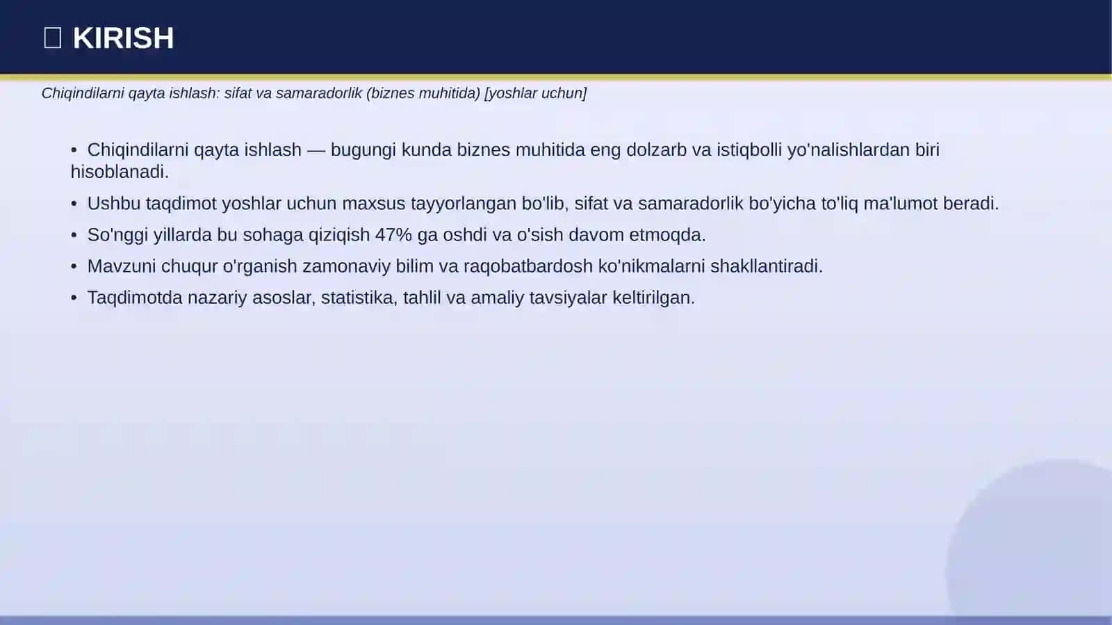 CHIQINDILARNI QAYTA ISHLASH 3