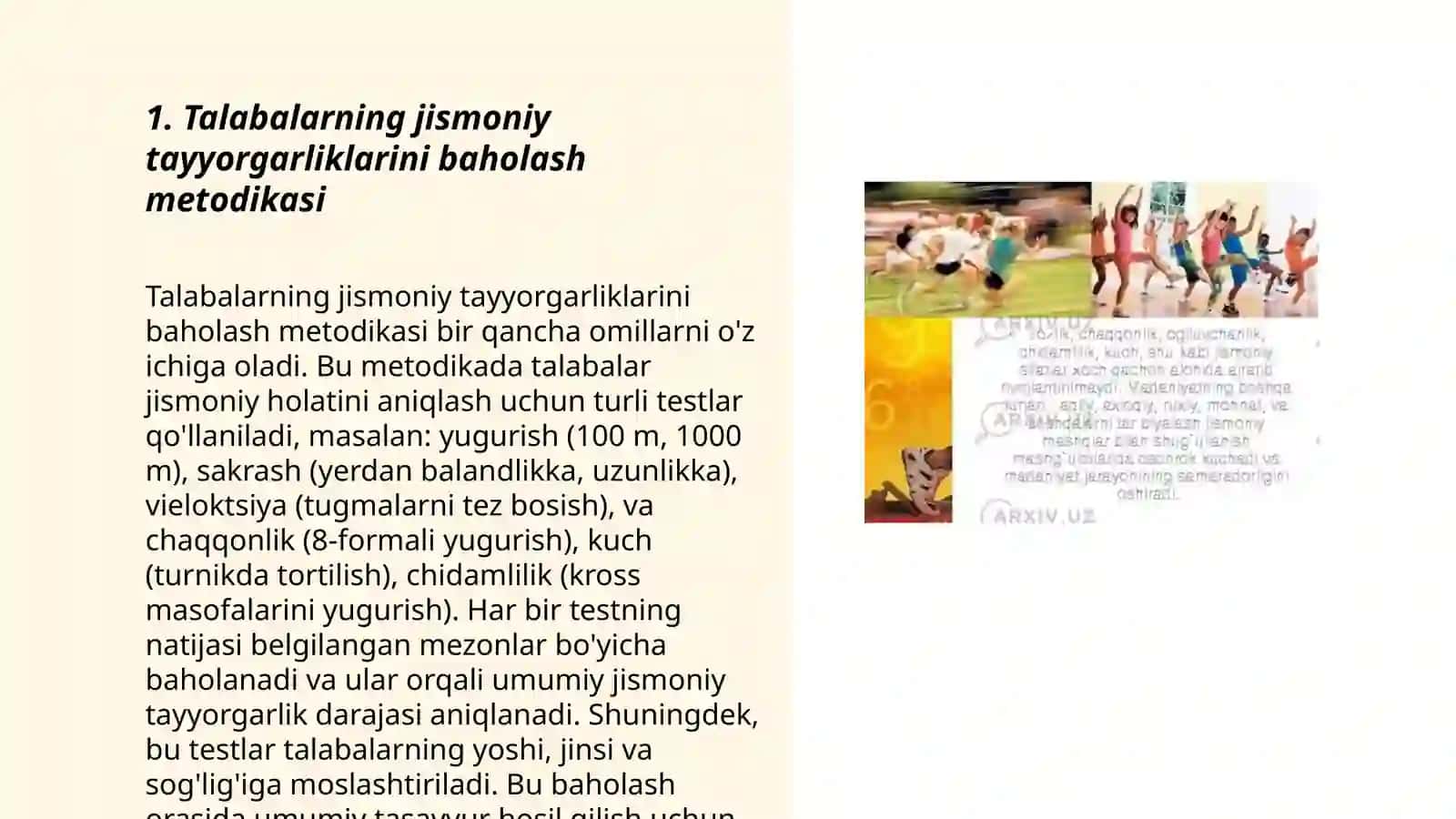 Talabalarning jismoniy tayyorgarliklarini baholash metodikasi 3