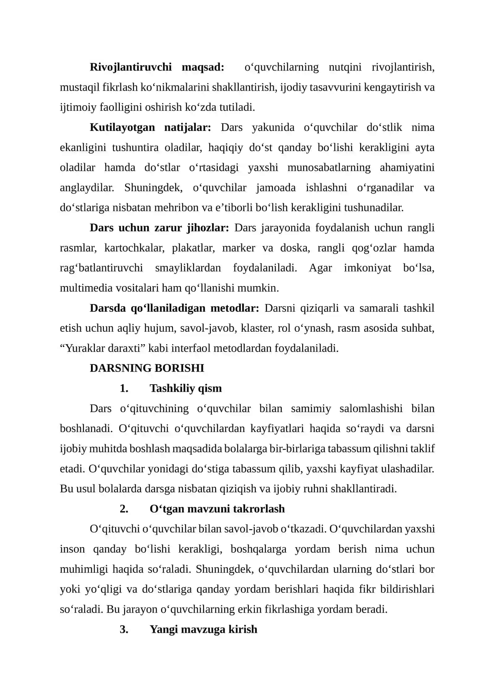 "Do‘stlik – qudratli kuch" (dars ishlanm) 3