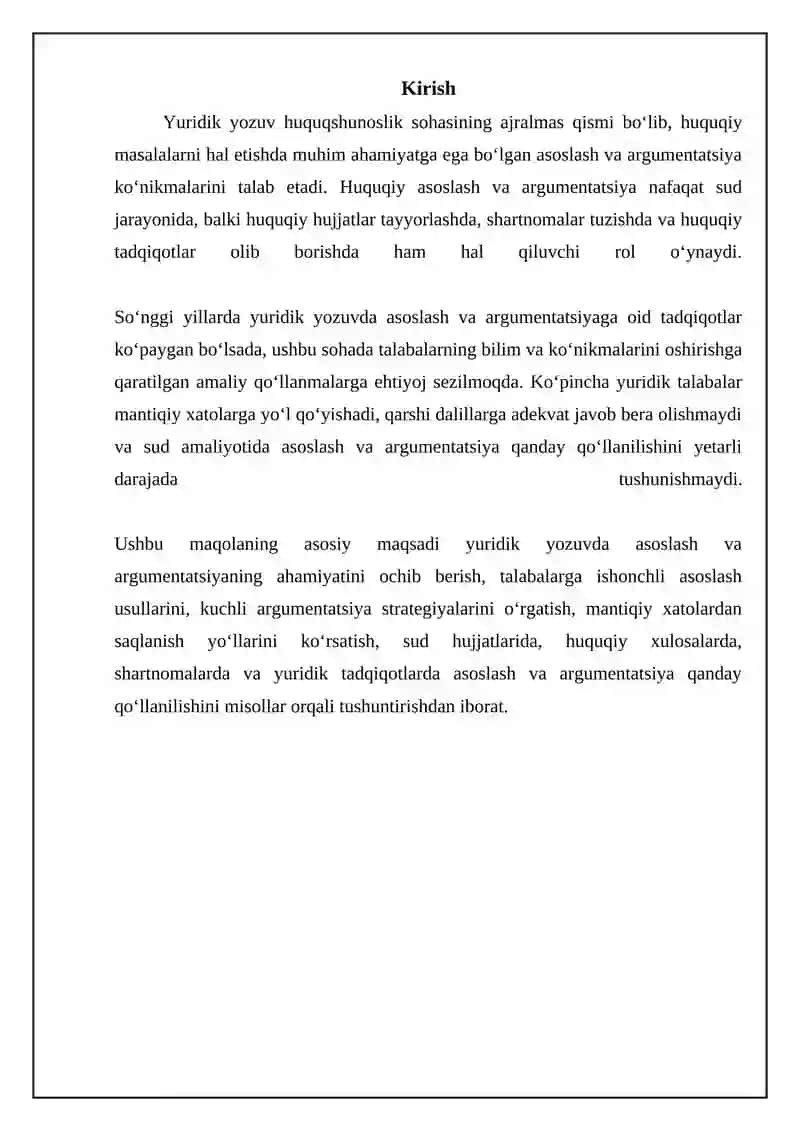 Yuridik Yozuvda Asoslash va Argumentatsiyaning Amaliyoti 3