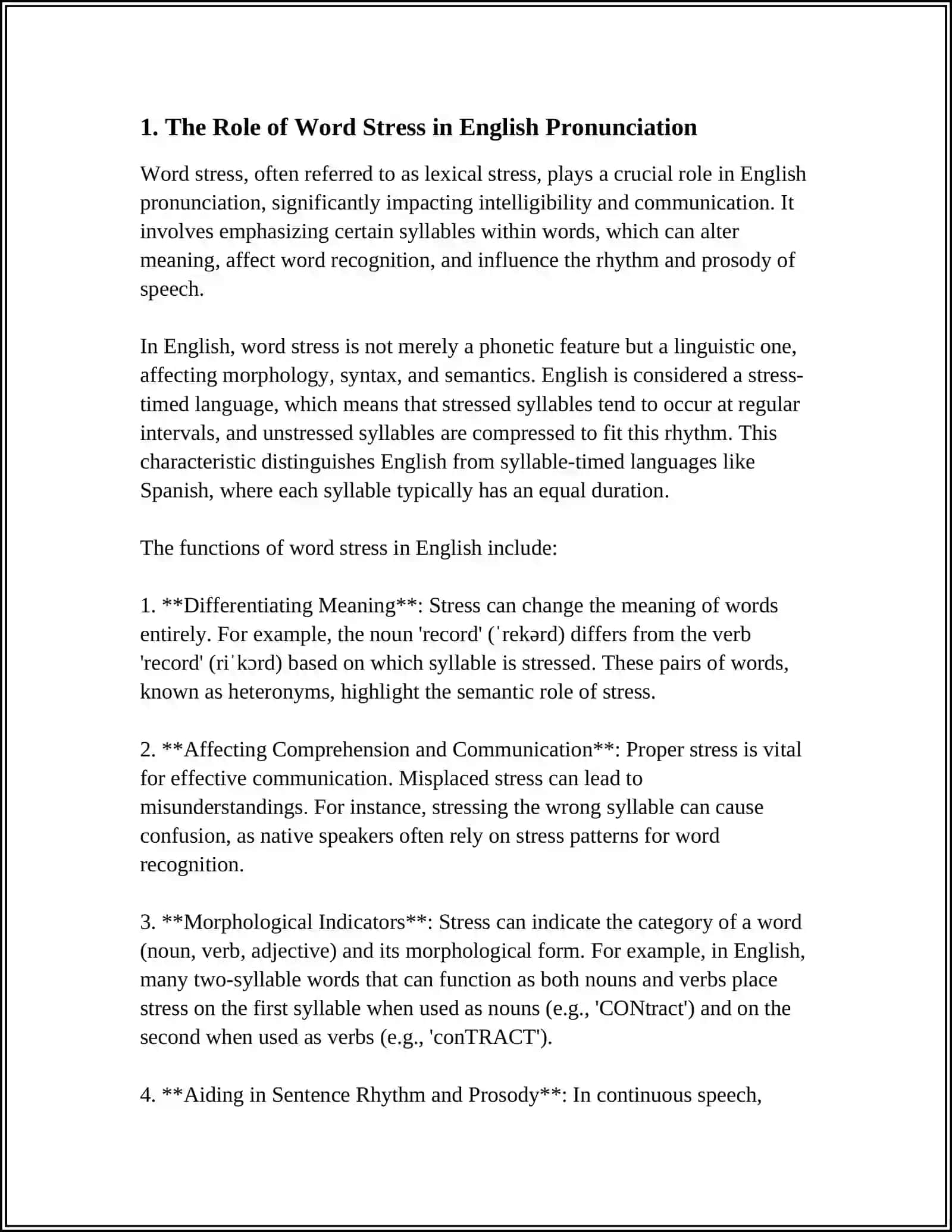 THE IMPACT OF WORD STRESS ON COMMUNICATION 3