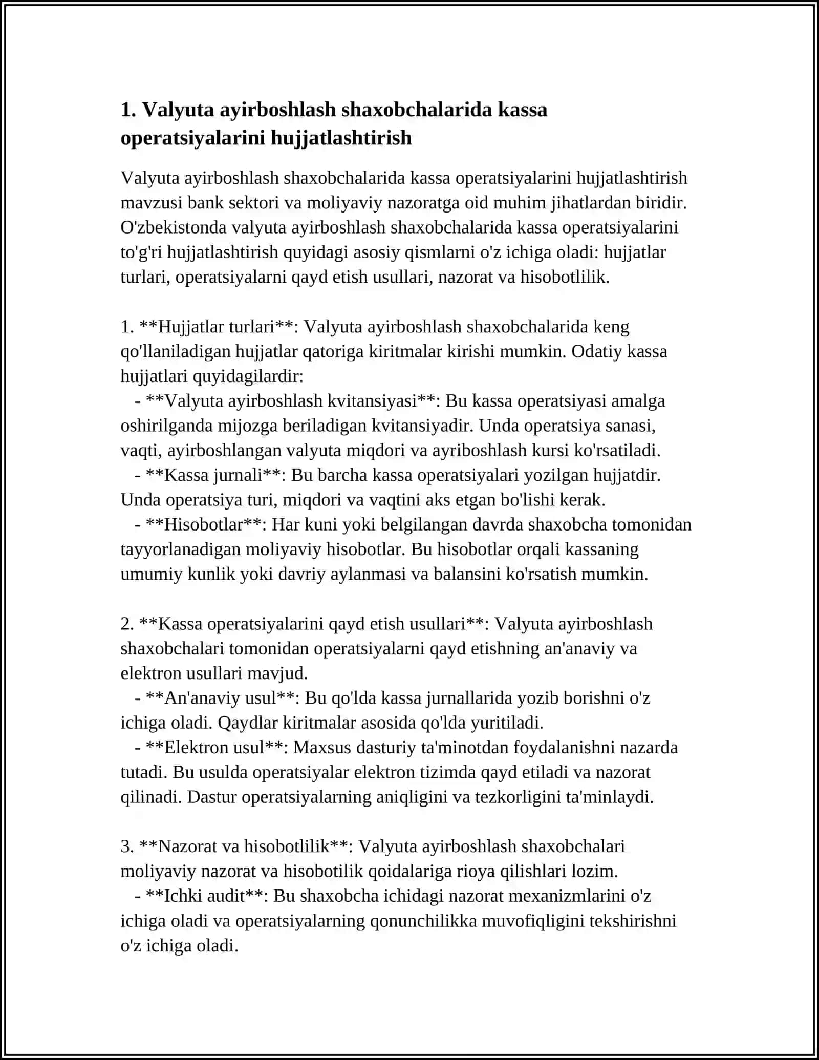 Valyuta Ayirboshlash Shaxobchalarida Kassa Operatsiyalarining Hisobi 3
