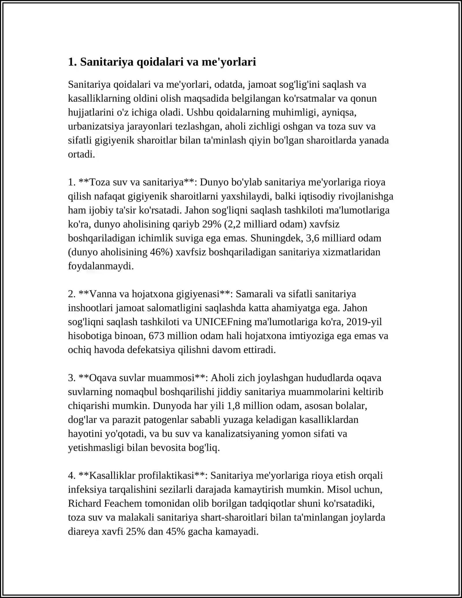 MUSTAQIL ISH Mavzu: SANITARIYA TALABLARI VA MEHNAT SHAROITI 3