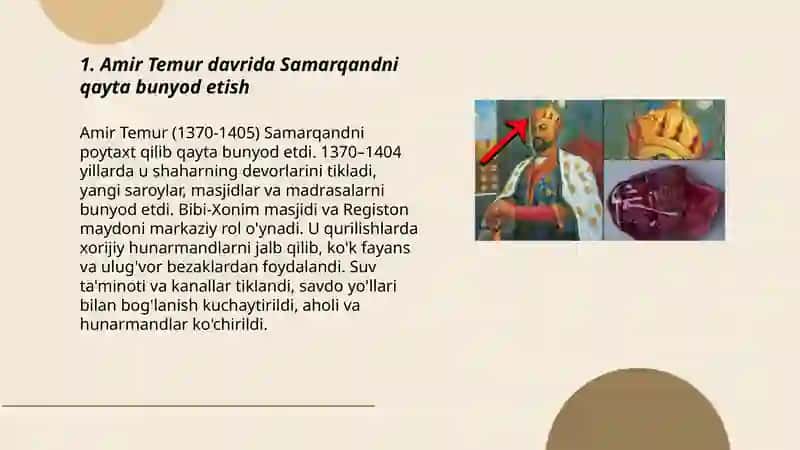Amir Temurning Bunyodkorlik ishlari 3