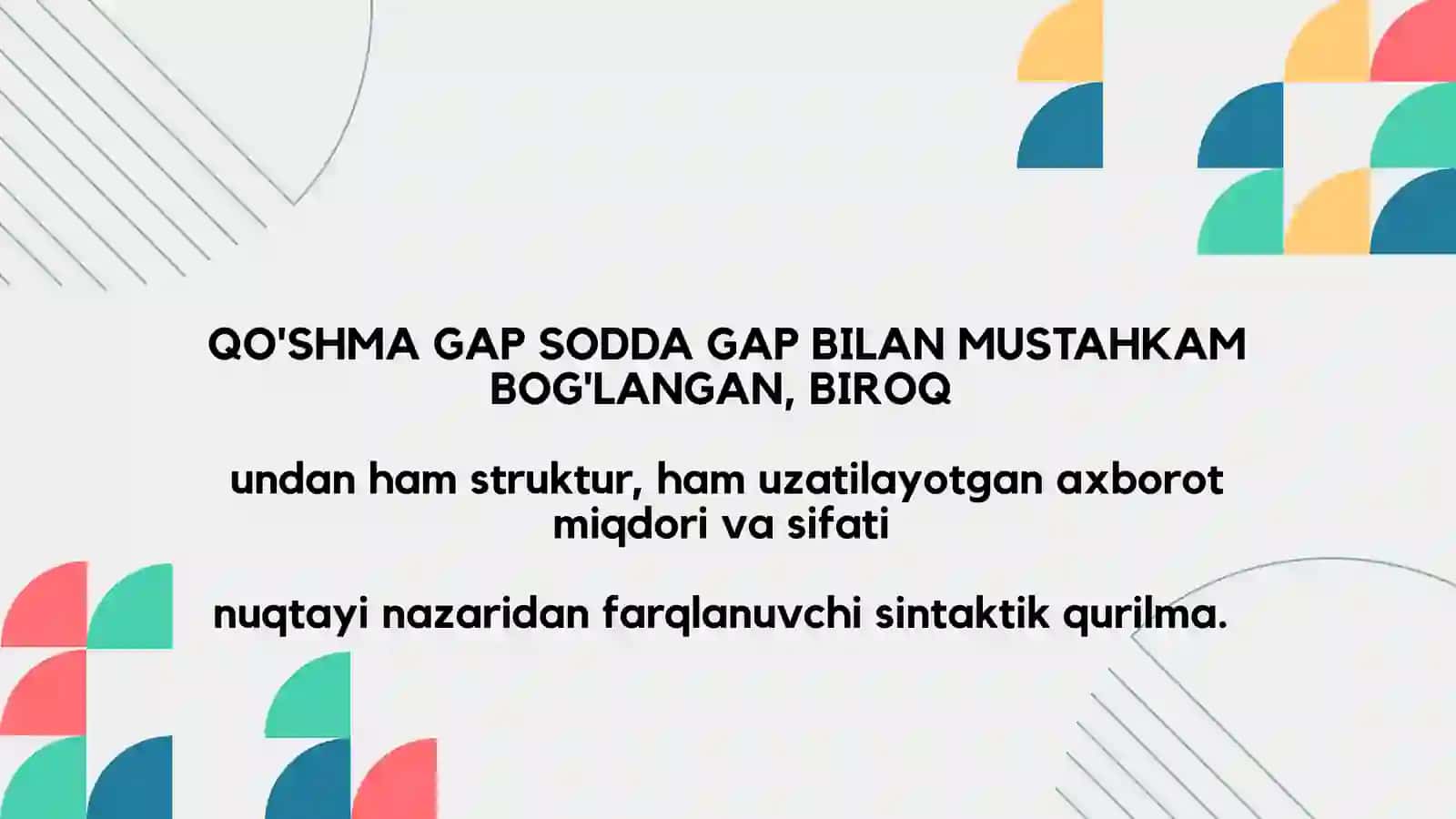 QOʻSHMA GAP TASNIFI MASALASI 3