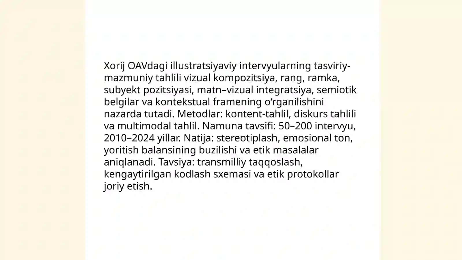 Xorij OAV da illustratsiyaviy intervyular tahlili 3