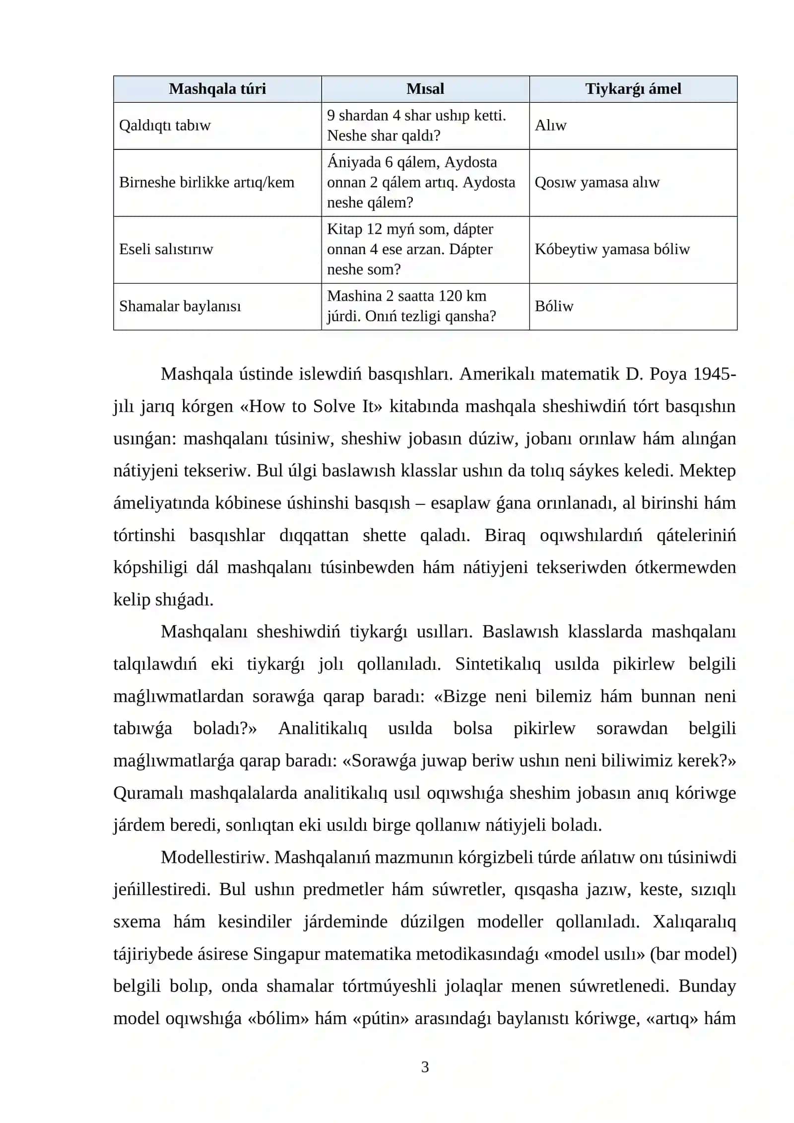 BASLAWISH KLASSLARDA MASHQALALAR 3
