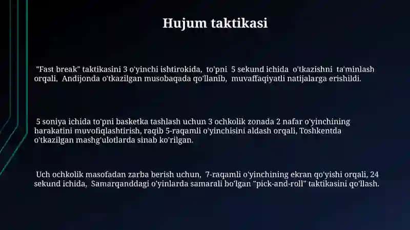 Basketbol o‘yin texnikasi va taktikasi 3