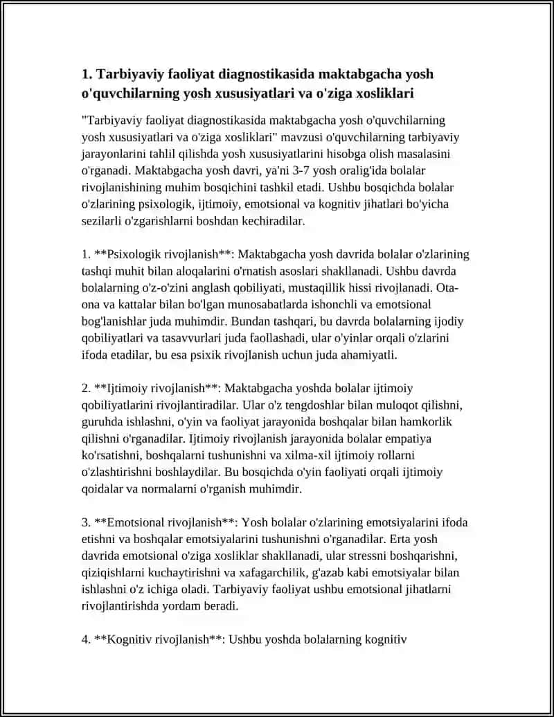 Tarbiyaviy faoliyat diagnostikasida maktabgacha yosh o'quvchilarning yosh xususiyatlari va o'ziga xosliklari 3