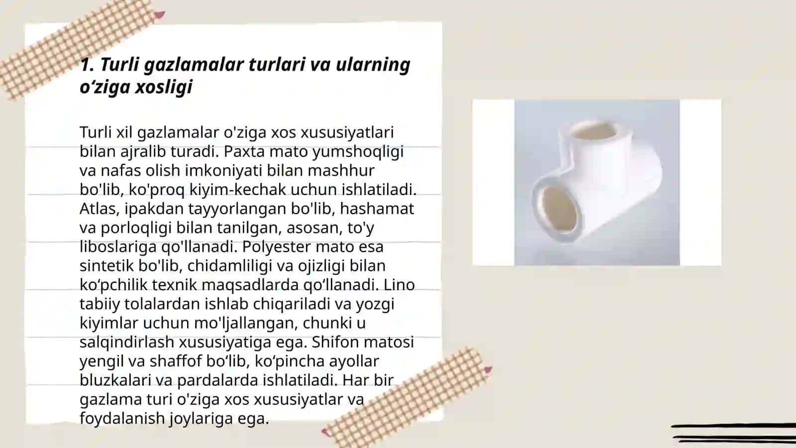 Turli assortimentdagi gazlamalardan kiyim tikish tayorlashning o‘ziga xos xususiyatlari 3