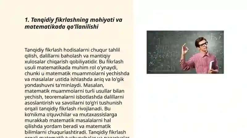 Tanqidiy fikrlashning mohiyati va matematikada qo‘llanilishi 3