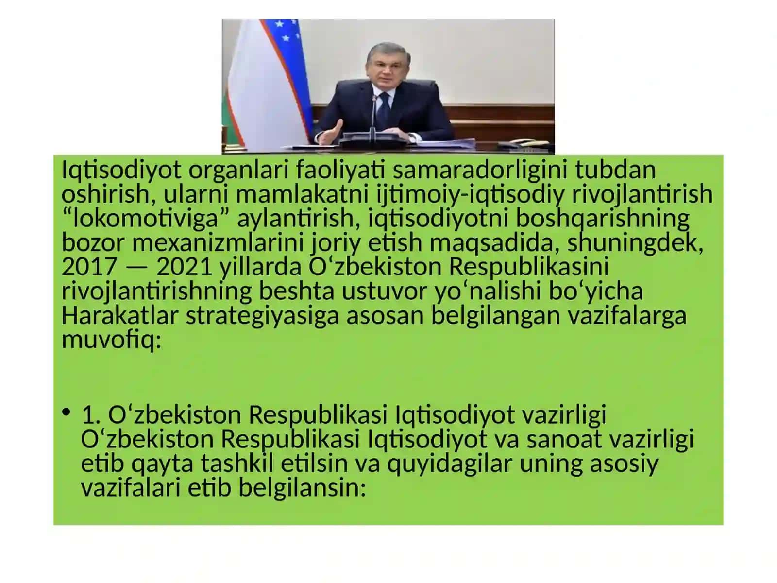 O‘zbekistonda iqtisodiyotning rivojlanishida davlarning roli 3