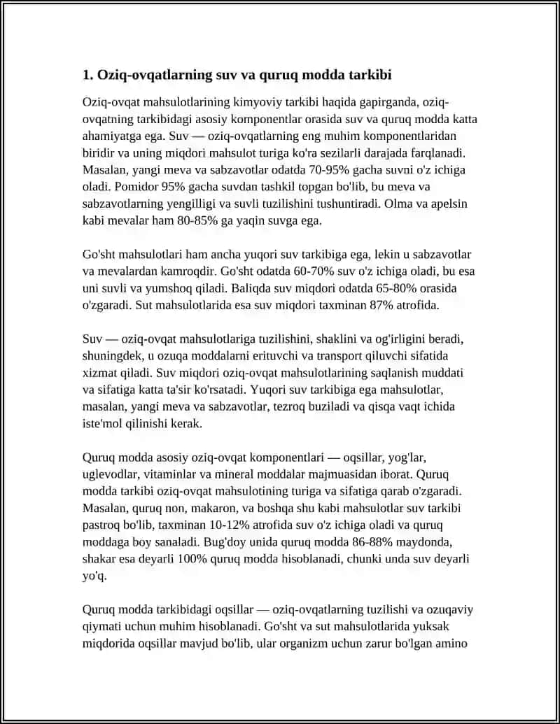 OZIQ OVQAT MAHSULOTLARINING KIMYOVIY TARKIBI 3