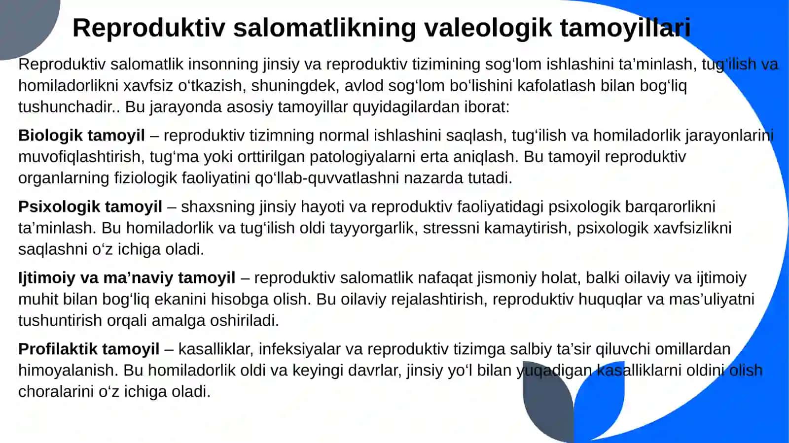 Reproduktiv salomatlikning valeologik tamoyillari 3