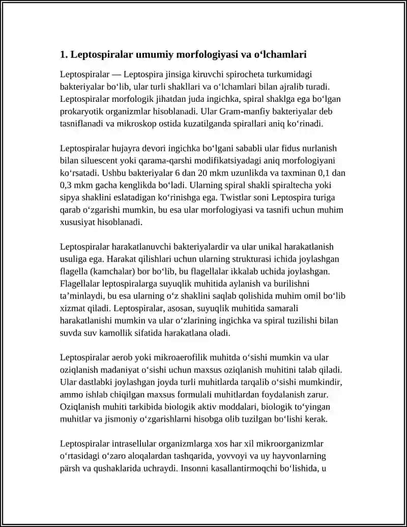 LEPTOSPIROZLAR MORFOLOGIYASI, STRUKTURASI, TARQALGANLIGI 3