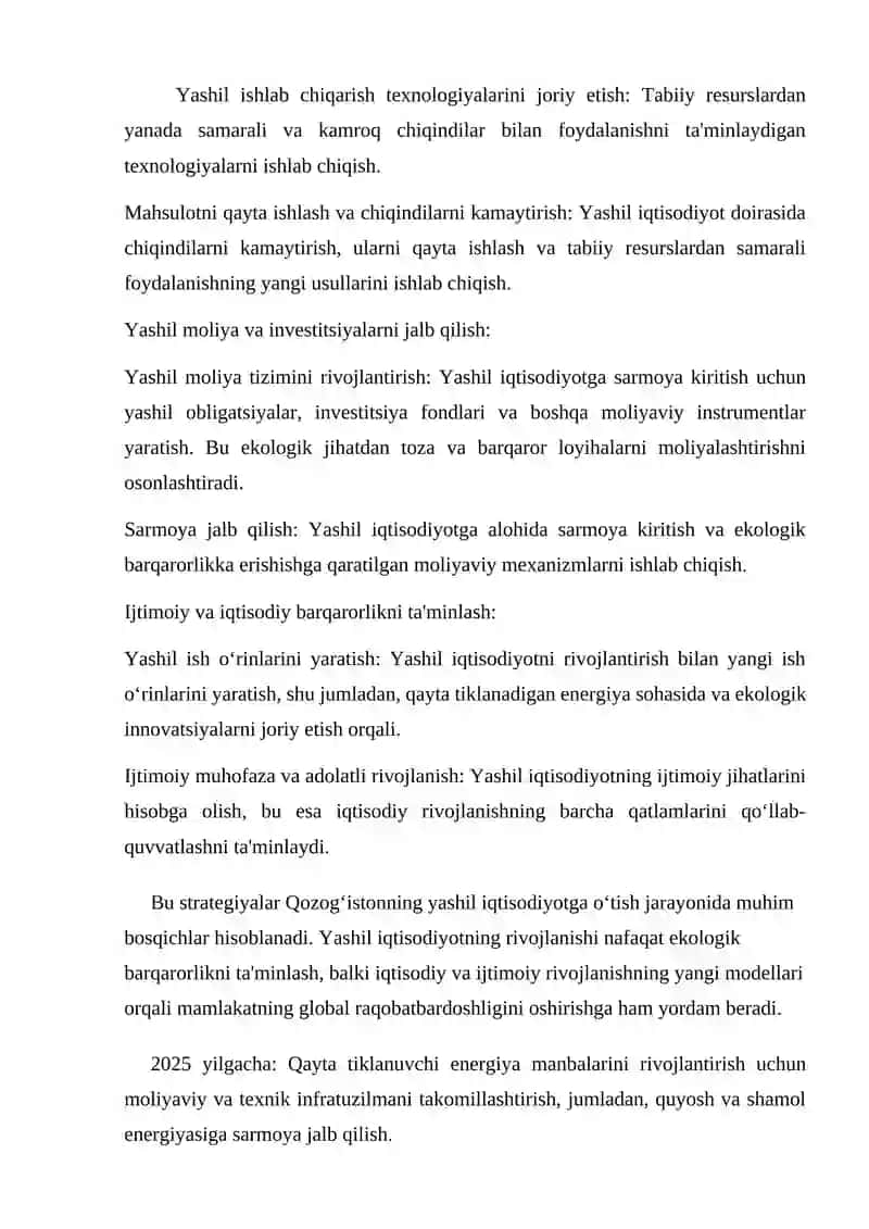 QOZOG‘ISTON RESPUBLIKASIDA “YASHIL IQTISODIYOT”NI RIVOJLANTIRISH STRATEGIYASI 3