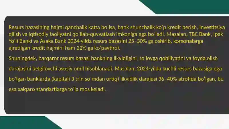 Tijorat banklari resurs bazasi, manbalari va mustahkamlash yo'llari 3