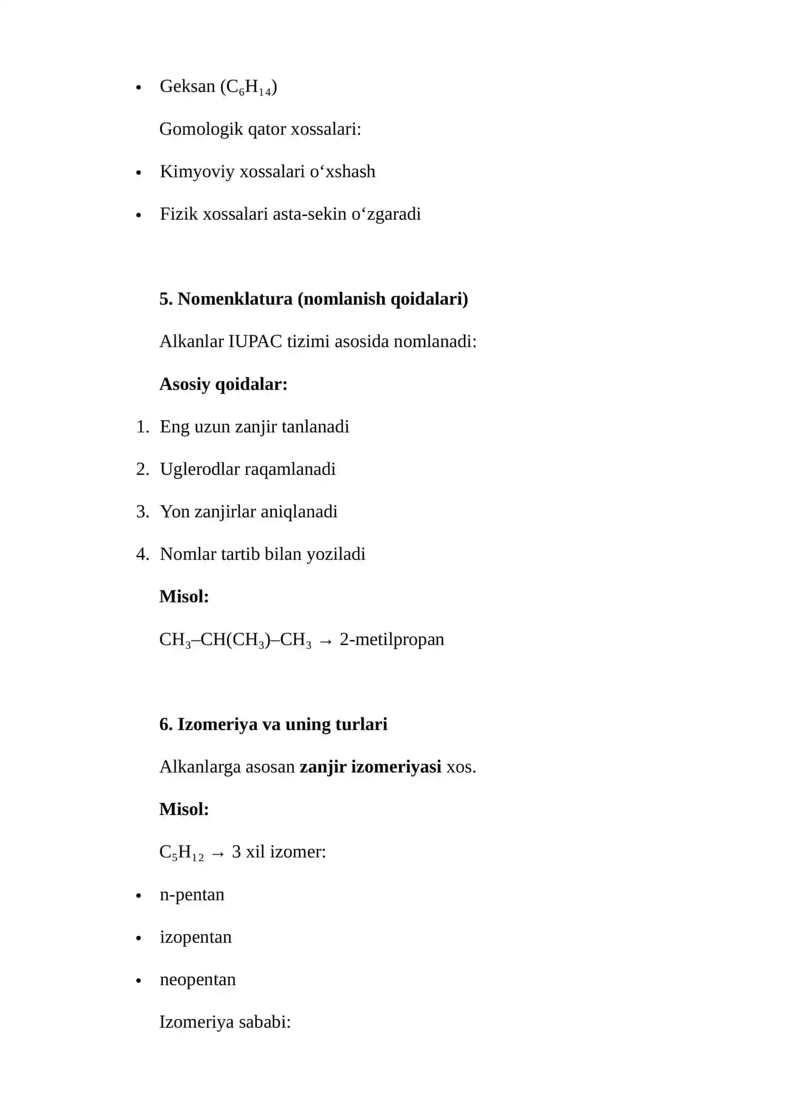 TO‘YINGAN UGLEVODORODLAR (ALKANLAR) 3