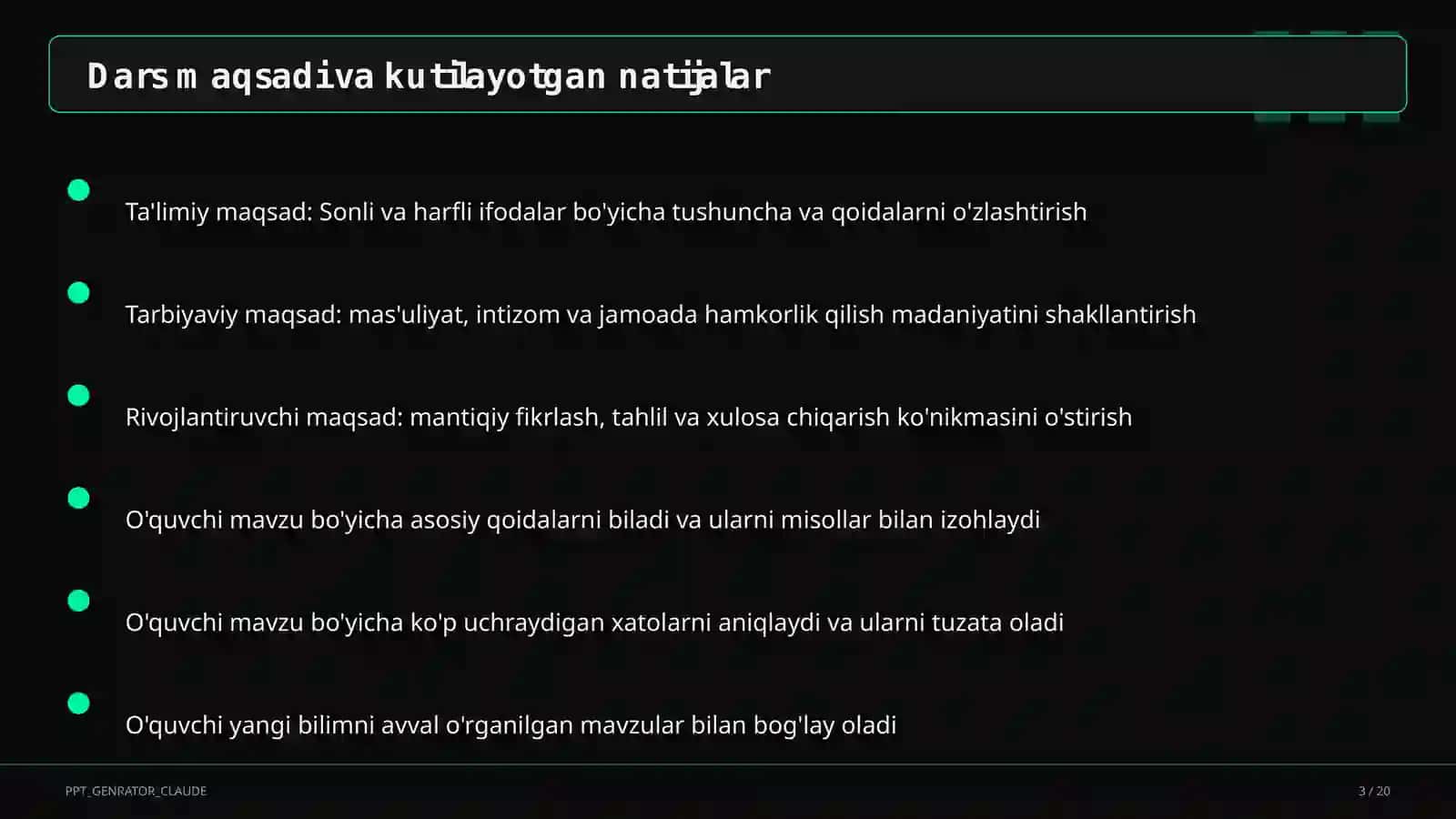 Sonli va harfli ifodalar (5-sinf) 3