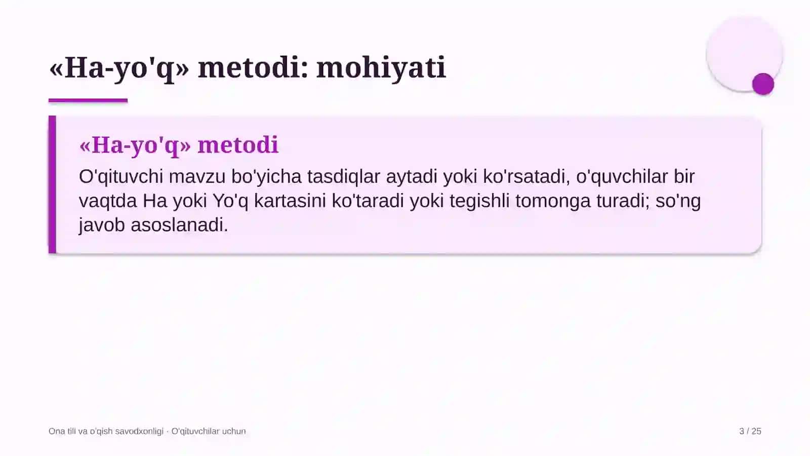 ona tili va o'qish savodxonligi darslarida ha yo'q metodidan foydalanish 6257 3