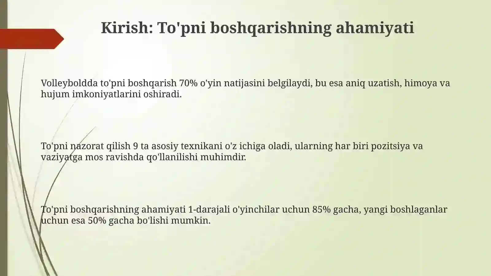Volleybol oʻyinida toʻpni boshqarish texnikasini oʻrgatishni takomillashtirish va mahoratni oshirish 3