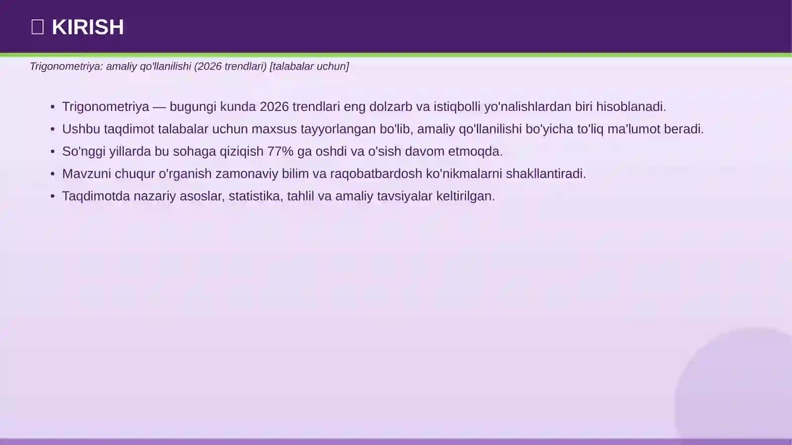 Trigonometriya: amaliy qo'llanilishi (2026 trendlari) 3