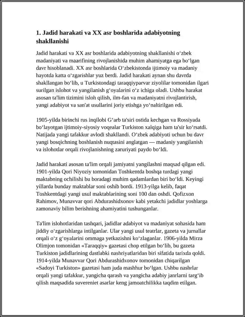 XX ASR BOSHLARIDA JADID ADABIYOTI SHAKLANISHI 3
