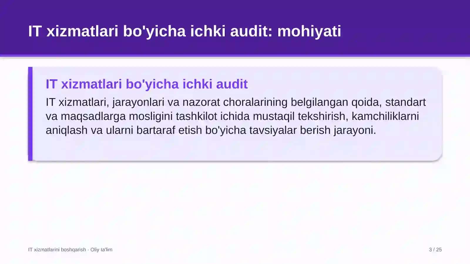 Kutubxonalarda axborot texnologiyalari xizmatlari bo'yicha ichki auditni o'tkazish 3
