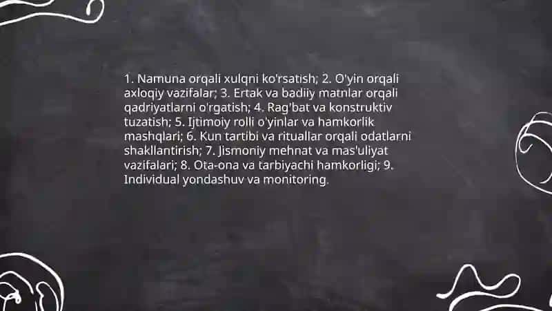 Turli yosh guruhlarda axloqiy tarbiya berish usullarini o'rganish 3