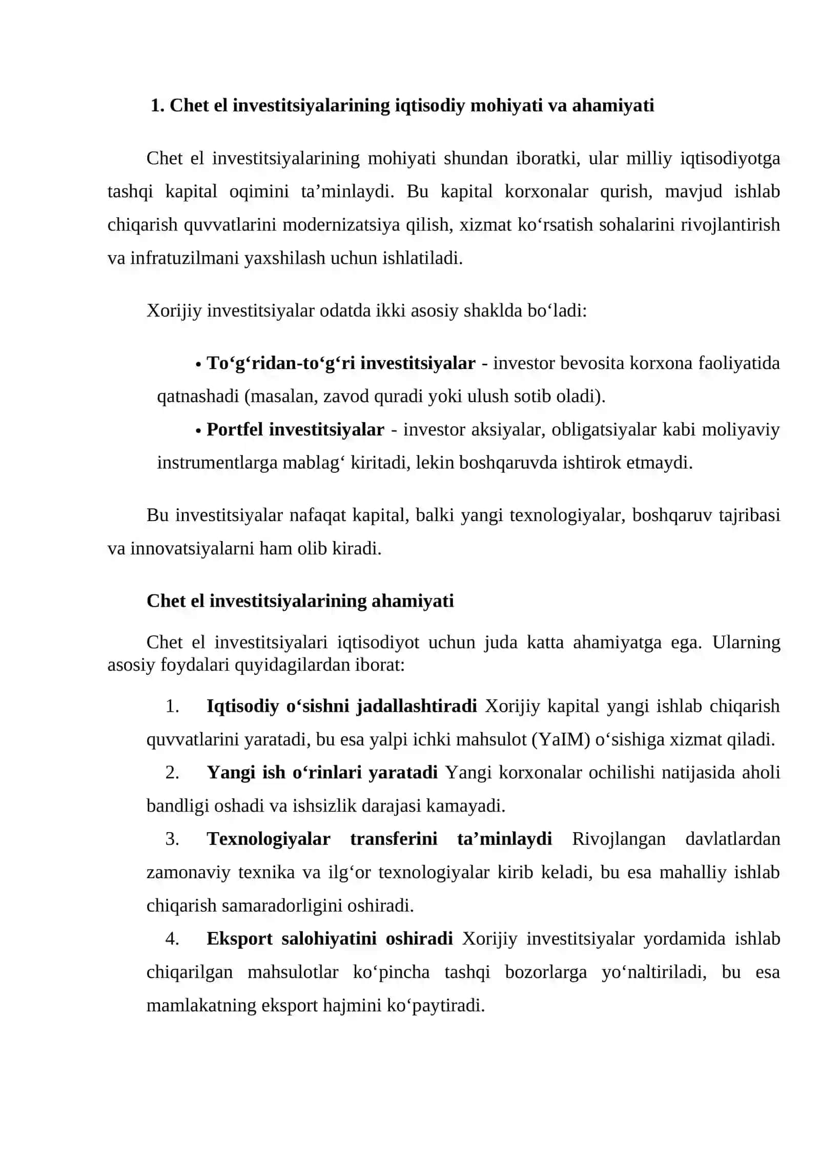 Chet el investitsiyalarini jalb etish va tartibga solishning tashkiliy-huquqiy asoslari 3