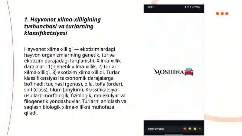 Hayvonot xilma-xilligining tushunchasi va turlarning klassifikatsiyasi 3