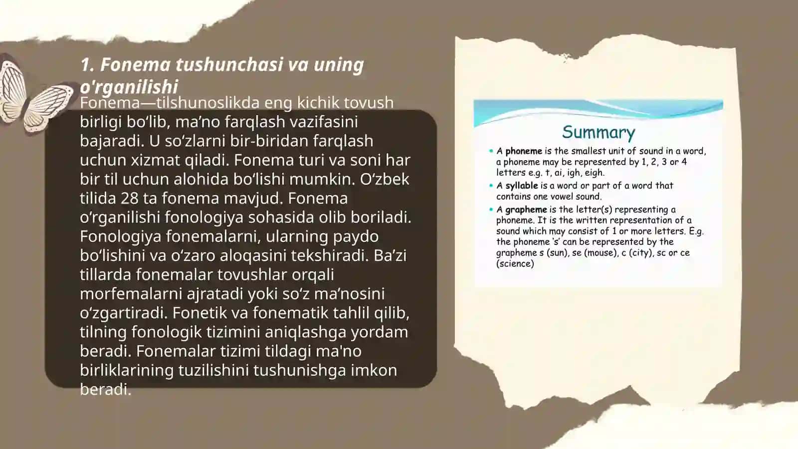 Fonema nazariyasi. Oʻzbek tili fonologiyasi 3
