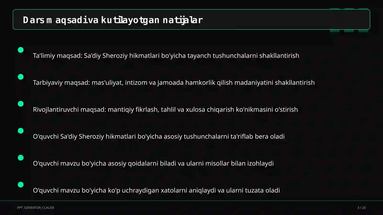 Sa'diy Sheroziy hikmatlari (6-sinf) 3