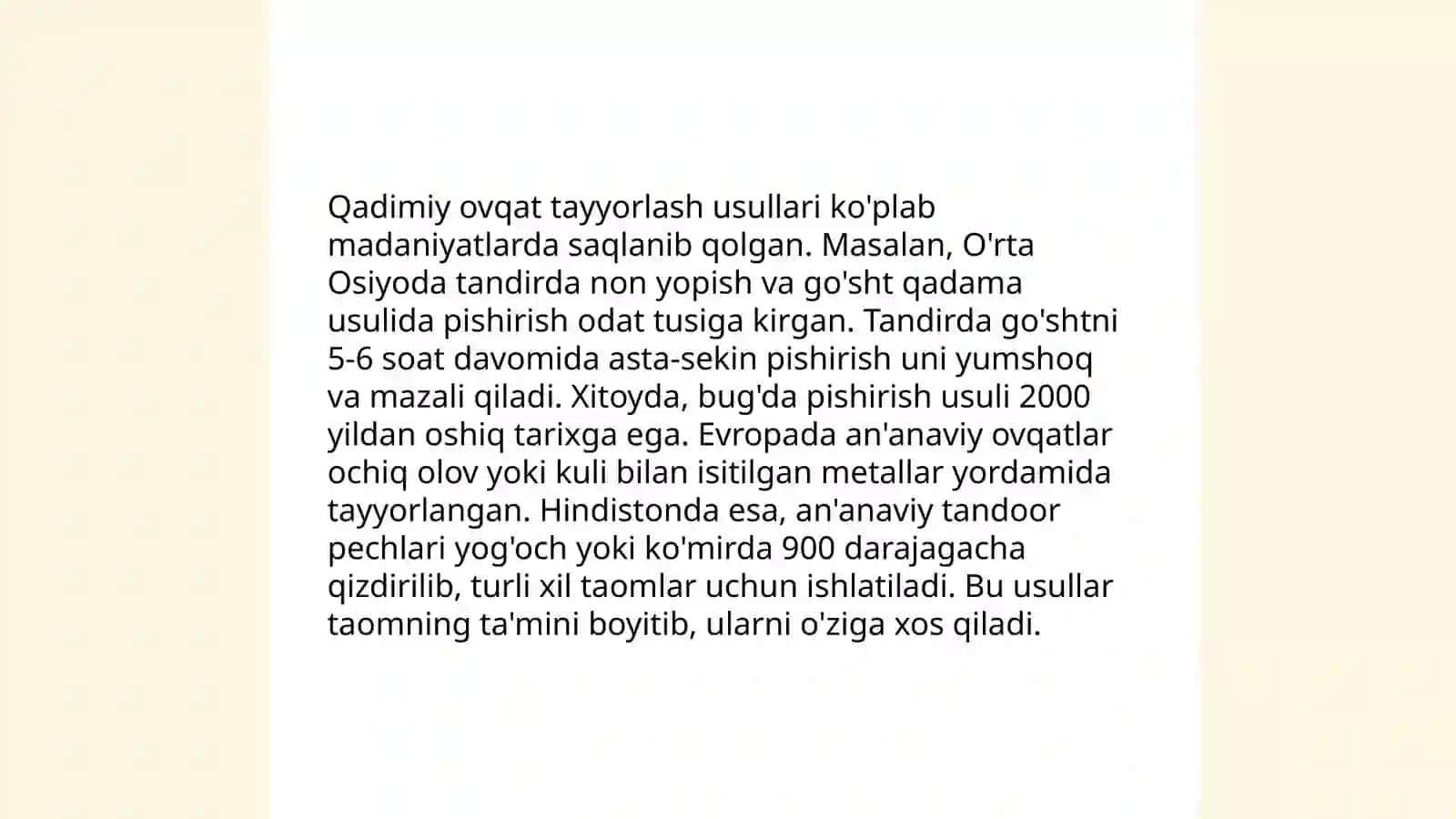 Qadimiy ovqat tayyorlash usullari 3