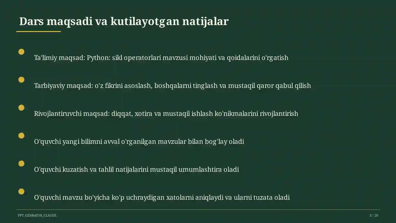 Python: sikl operatorlari (8-sinf) 3