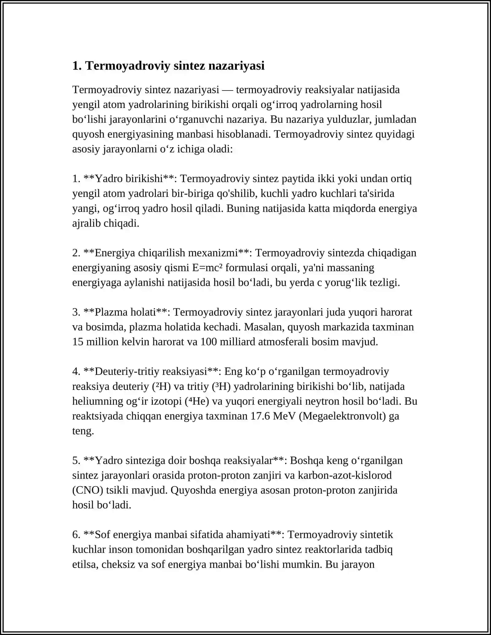 TERMAYADROVIY REAKSIYALAR YULDUZLAR ENERGIYASI.QUYOSH ENERGIYASI 3