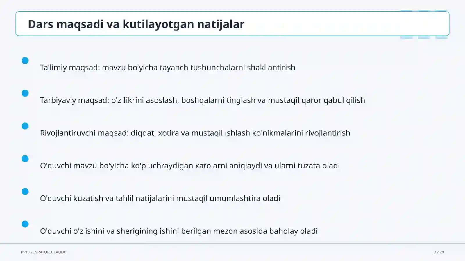 Moddalar massasining saqlanish qonuni (7-sinf) Kimyo (7–11) — takrorlash darsi uchun 3