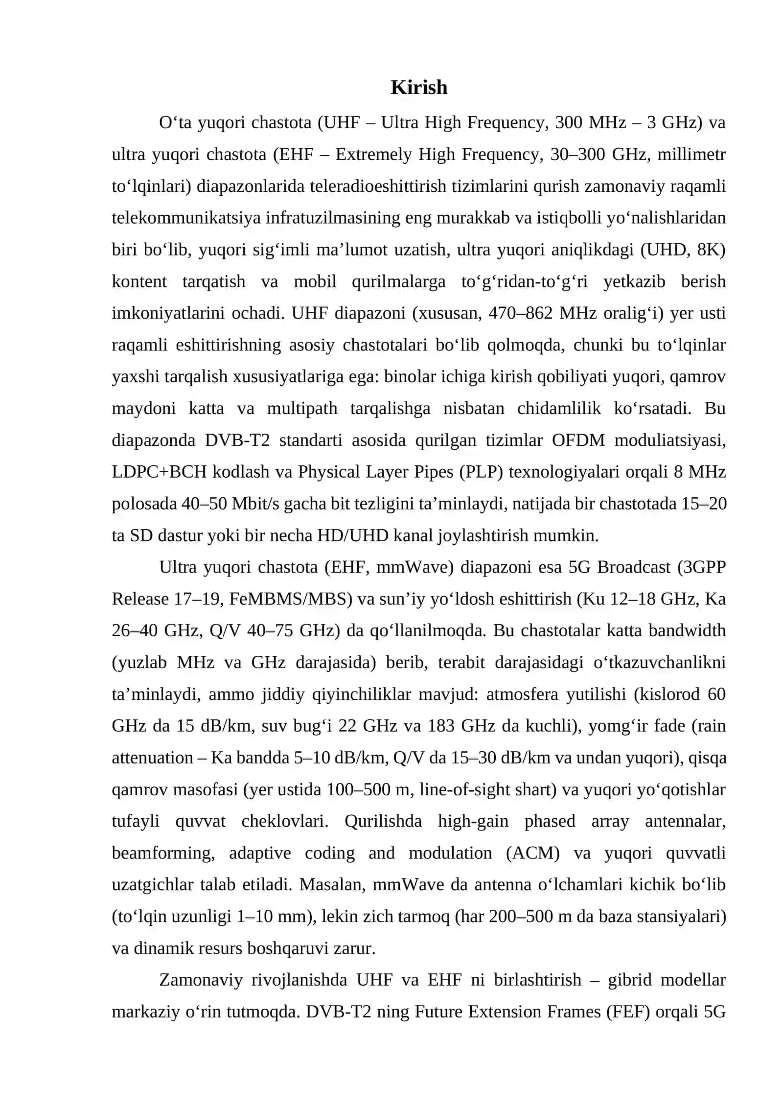 O‘ta yuqori va ultra yuqori chastota diapazonlarida  teleradioeshittirish tizimlarini qurish xususiyatlari 3