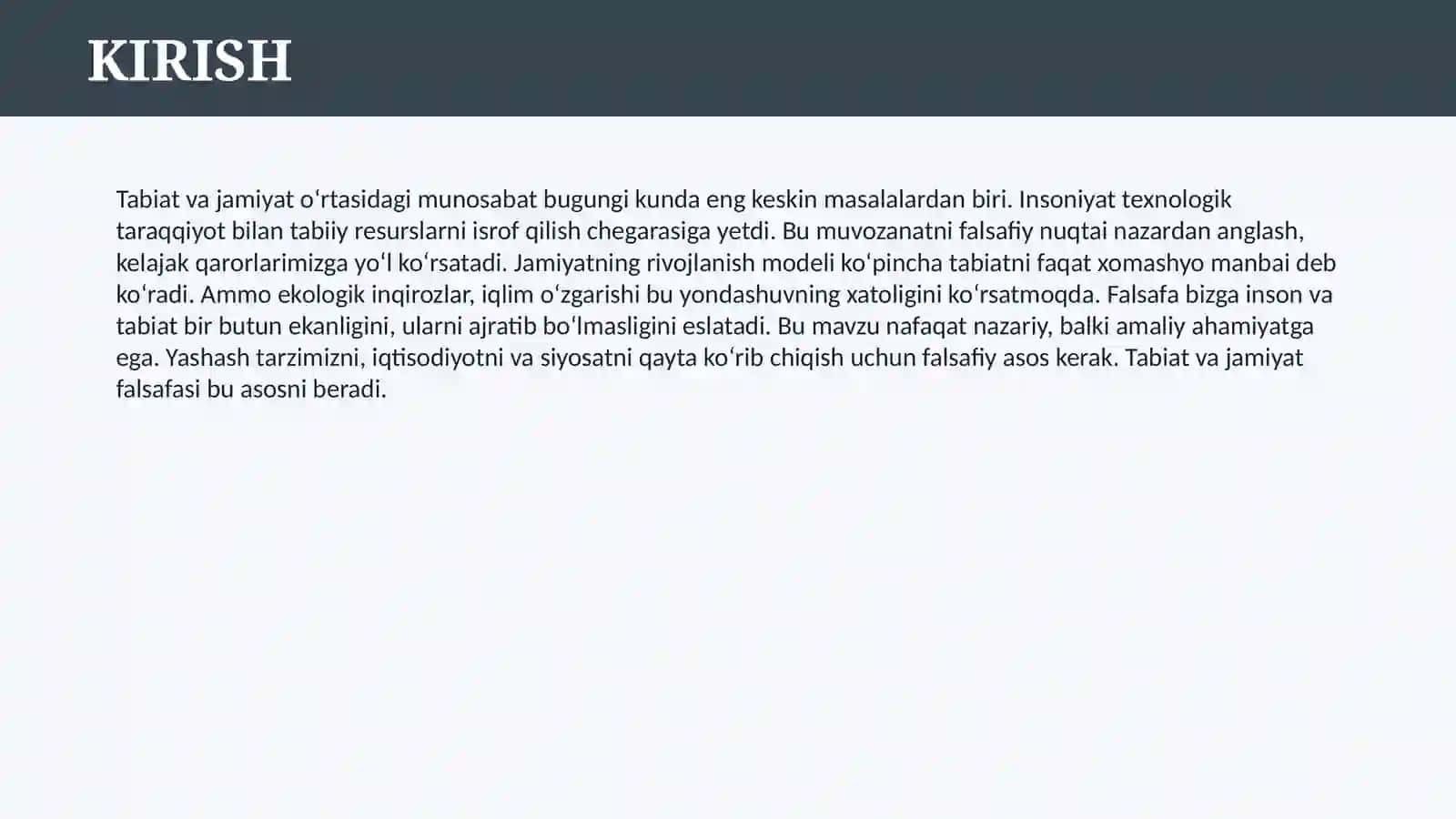 TABIAT VA JAMIYAT FALSAFASI 3