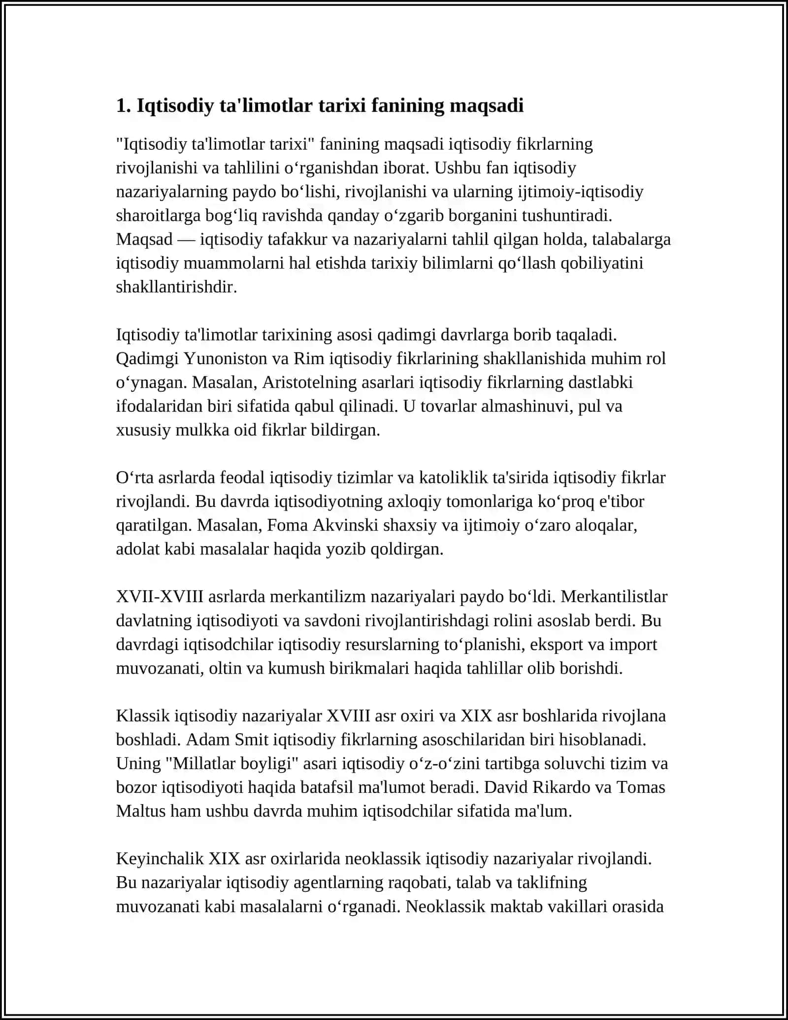 Iqtisodiy ta'limotlar tarixi fanining maqsadi 3
