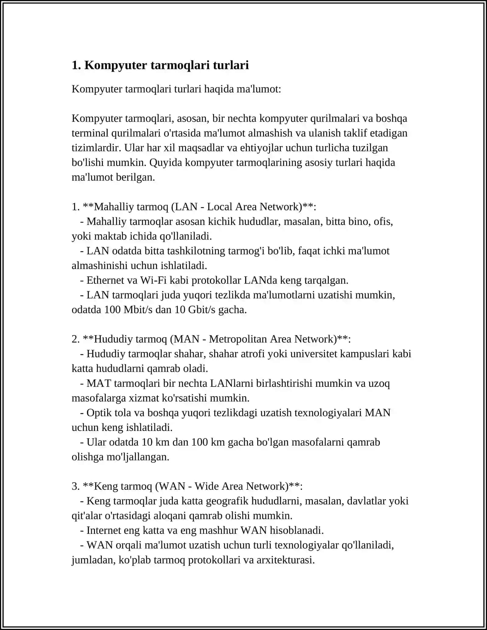 KOMPYUTER TARMOQLARI VA TARMOQ PROTOKOLLARI 3