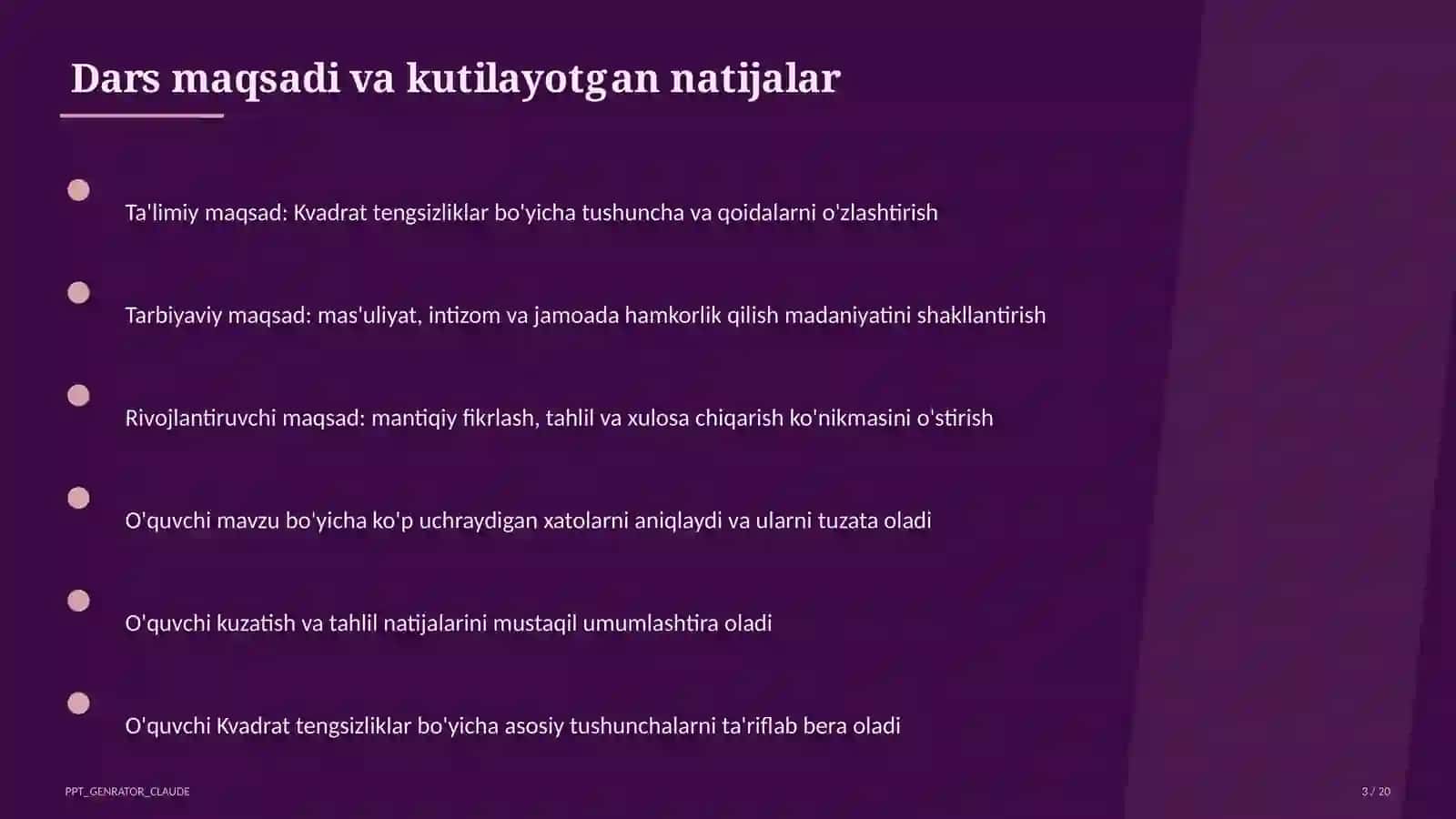 Kvadrat tengsizliklar (9-sinf) 3