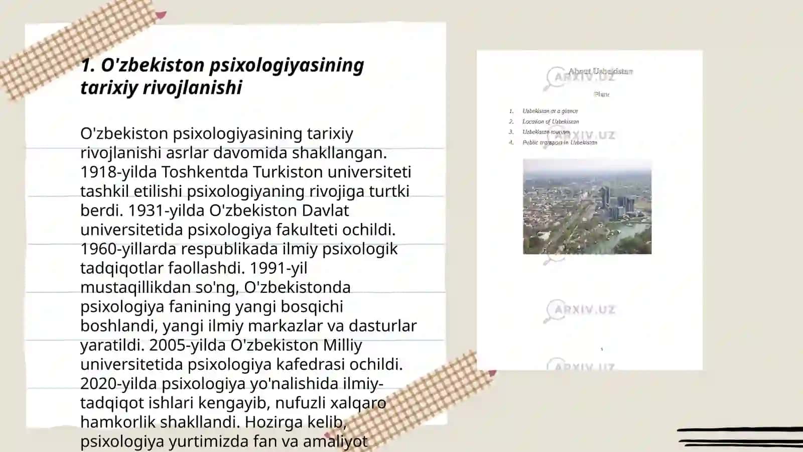 Psixologiya tarixi fanidan Mustaqil ta'lim 3