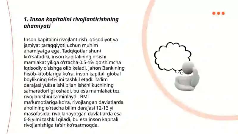 Inson kapitalini rivojlanishtirishning 3