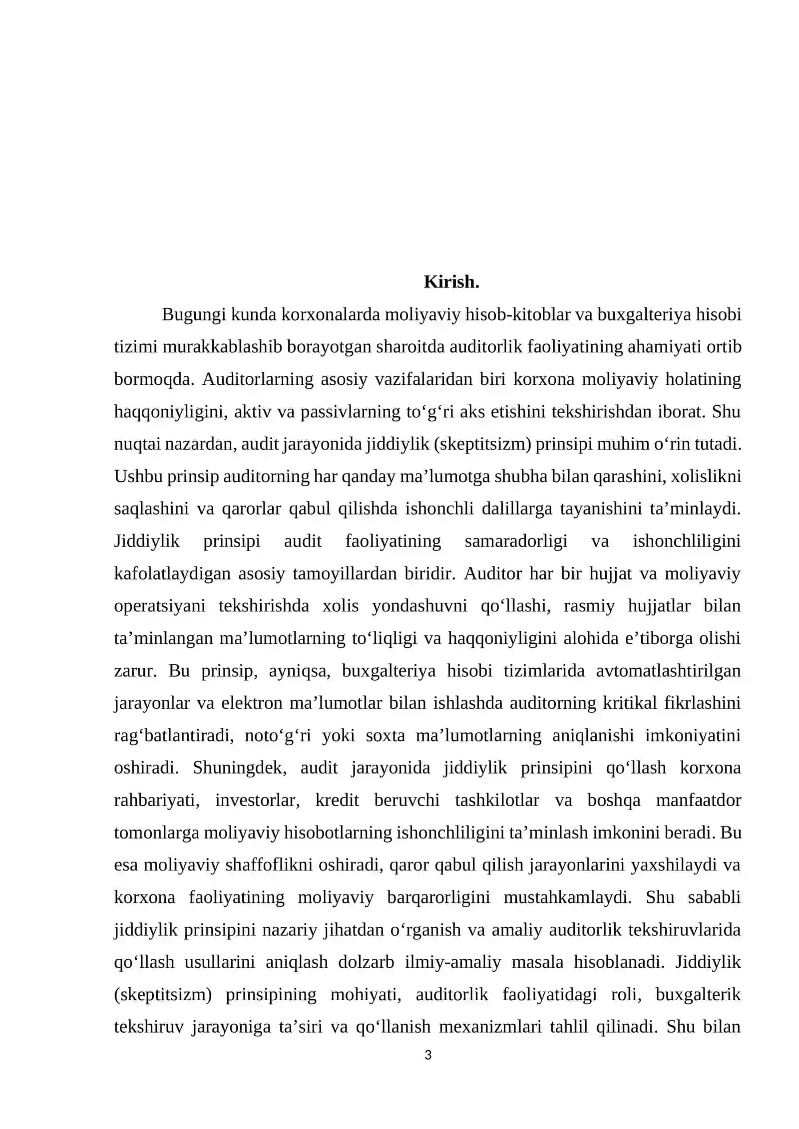 Auditda jiddiylik (skeptitsizm) prinsipining qo‘llanishi va buxgalterik tekshiruvdagi ahamiyati 3