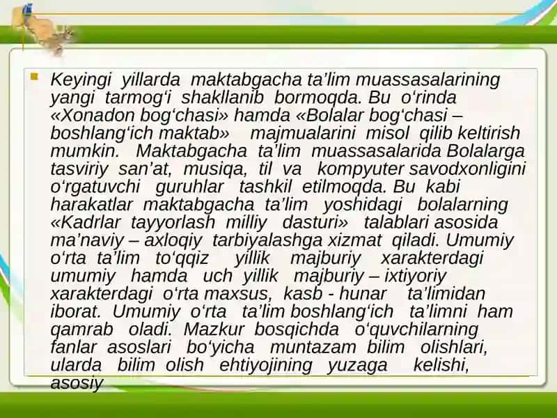 Kadrlar tayyorlash milliy dasturi, O'zbekiston Respublikasi ta’lim tizimi muassasalari menejmenti 3