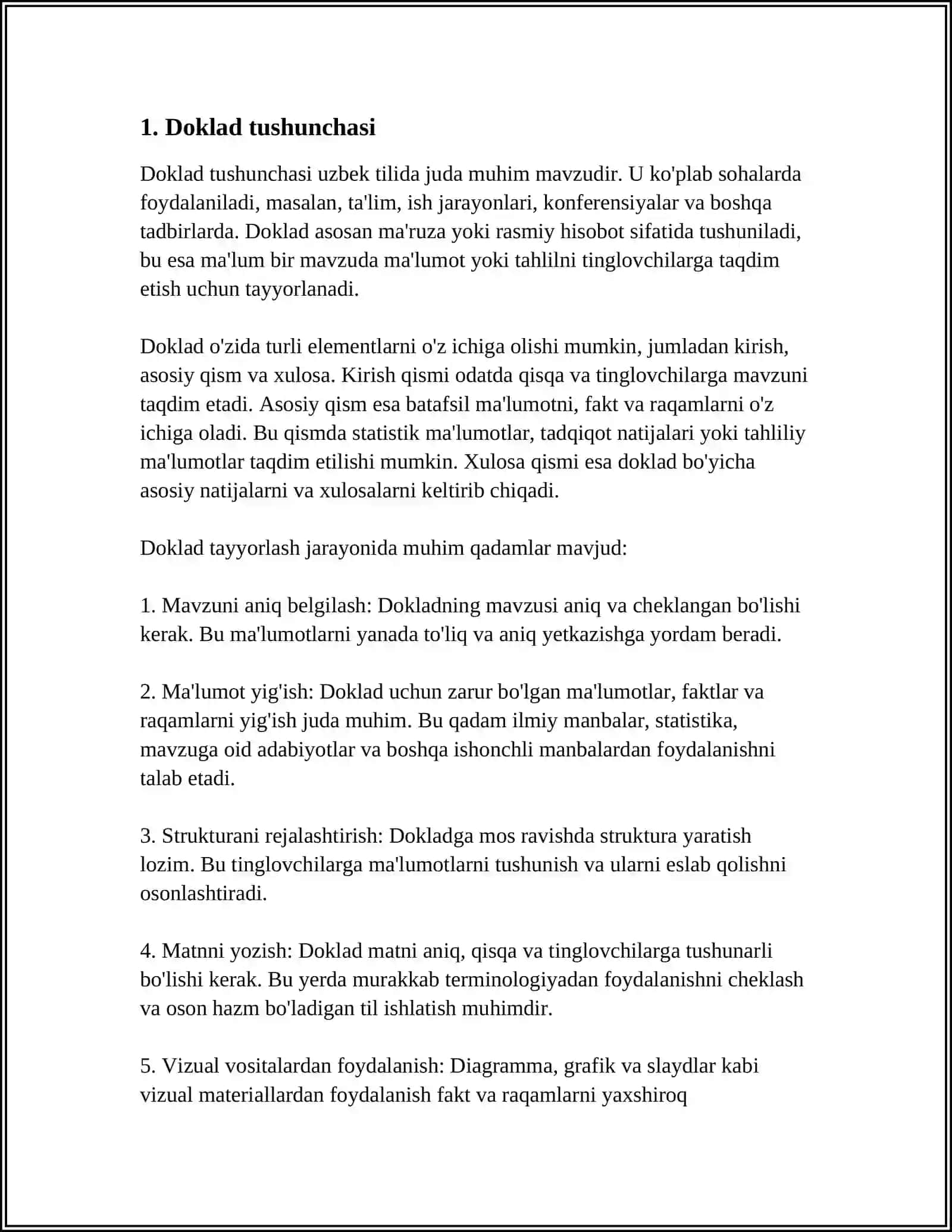 DOKLAD. DOKLAD TUZILMAS HAQIDA TAQDIMOT 3