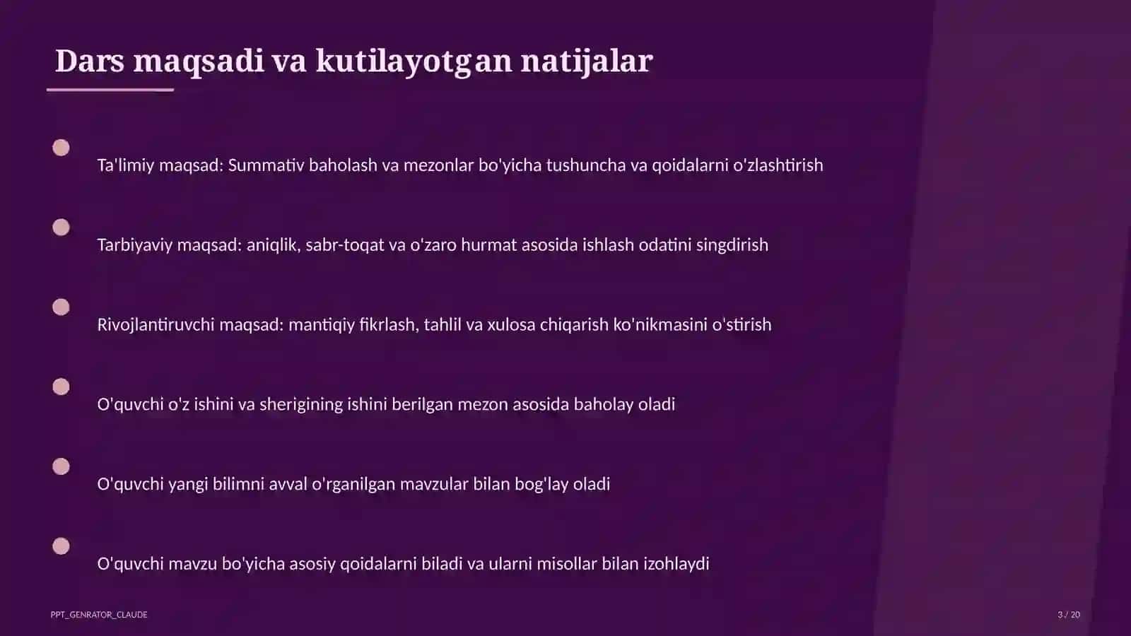 Summativ baholash va mezonlar 3