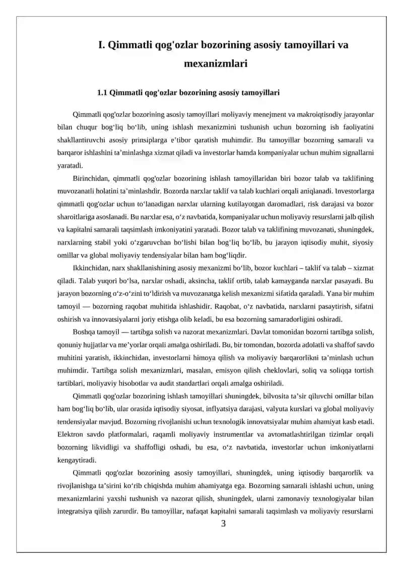 Qimmatli qog'ozlar bozorining ishlash tamoyillari va uning kompaniyalar uchun ahamiyati 3
