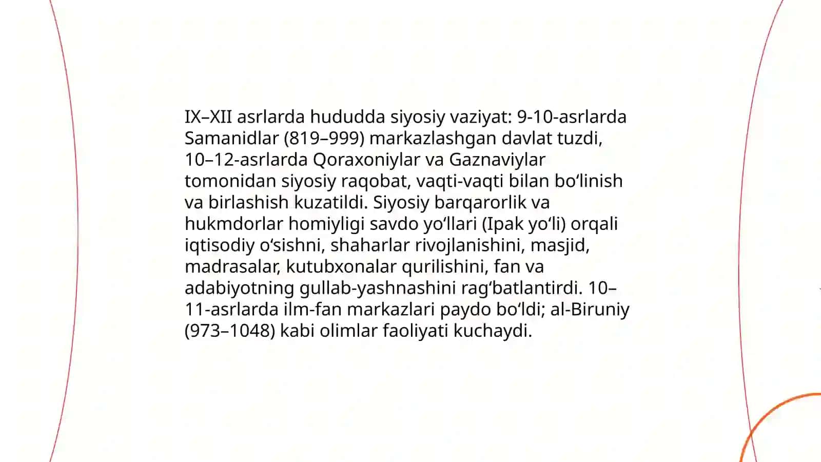 Mamlakatimiz hududida IX XII asrlarda madaniy uyg'onish davrining sodir bolishi 3